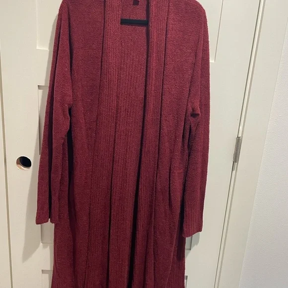 Barefoot Dreams Maroon Long Cardigan with pockets